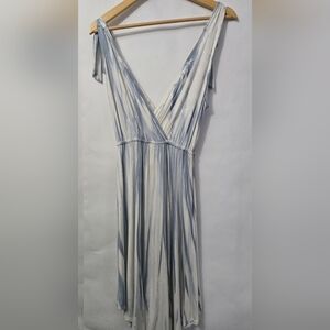 Green Dragon Gray and Blue Ruched Maxi Sundress